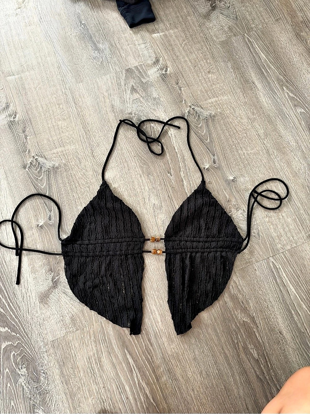Windsor Poolside Gossip Beaded Halter Top Black Beaded Halter Bikini Top Large